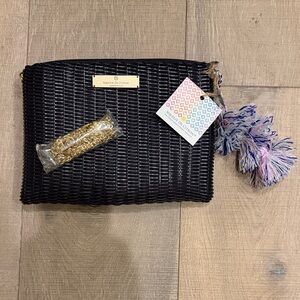 Citron Black Woven Clutch with Multicolor Tassel